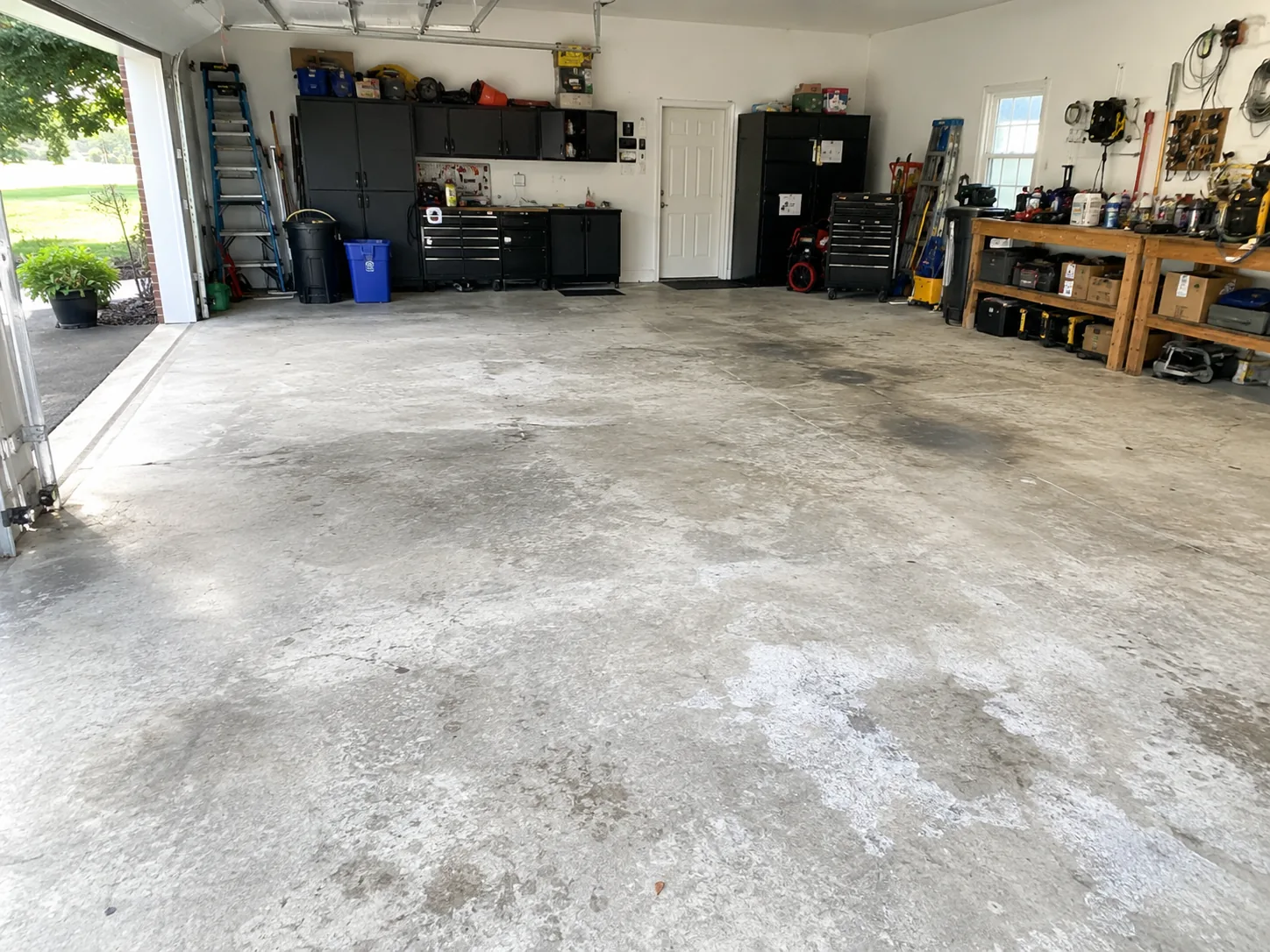 Garage slab before coating prep